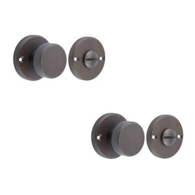 2 PACK Elegant Knurled Turn & Release in Dark Bronze for Luxury Doors - Door Handle