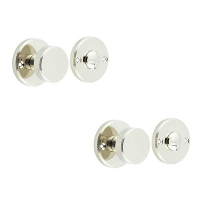 2 PACK Elegant Knurled Turn & Release in Polished Nickel for Luxury Interiors - Door Handle