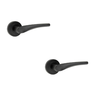 2 PACK Elegant Matt Black Lever Door Handle for Modern Spaces - Interior Handle