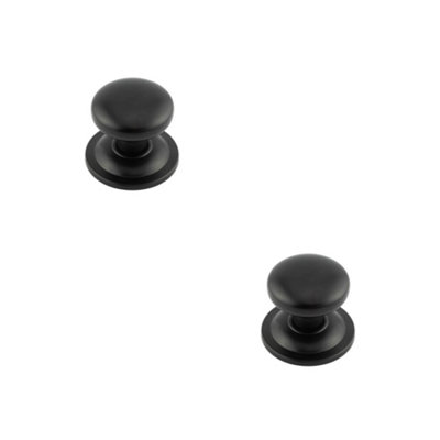 2 PACK Elegant Matt Black Stainless Steel Centre Door Knob for Stylish Interiors - External Front Door Knob