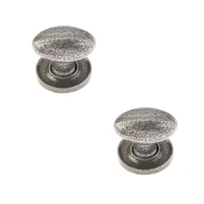 2 PACK Elegant Oval Cupboard Knob in Pewter Finish, 27x36mm - Kitchen Cabinet Knob