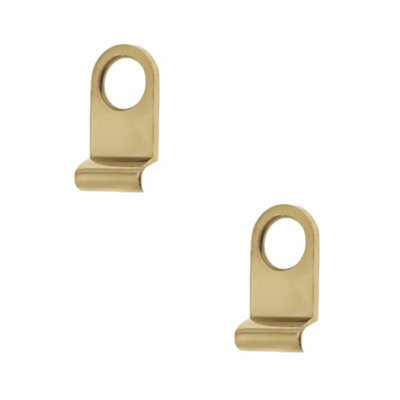 2 PACK Elegant Polished Brass Plain Cylinder Pulls - 86x44mm - Door Lock Finger Pull