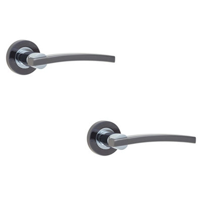 2 PACK Elegant Polished Chrome and Black Nickel Door Handle for Residential Interiors - Interior Handle