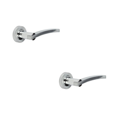 2 PACK Elegant Polished Chrome and Satin Chrome Door Handle for Residential Use - Interior Handle