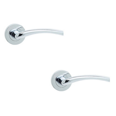 2 PACK Elegant Polished Chrome Door Handle on Rose for Modern Interiors - Interior Handle