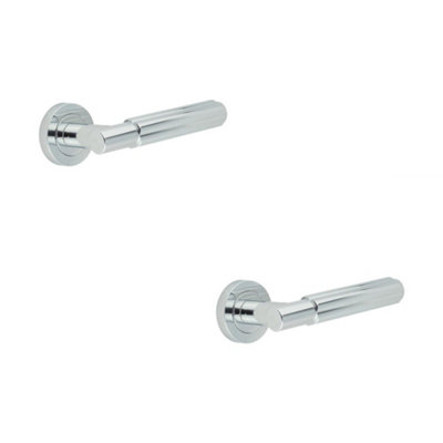 2 PACK Elegant Polished Chrome Door Lever Handle on Rose for Modern Interiors - Interior Handle
