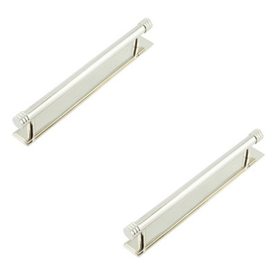 2 PACK Elegant Polished Nickel Cabinet Handle with Stepped Backplate - Kitchen Drawer Pull Handle