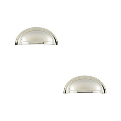 2 PACK Elegant Polished Nickel Cup Pulls for Cabinets - Kitchen Drawer Pull Handle