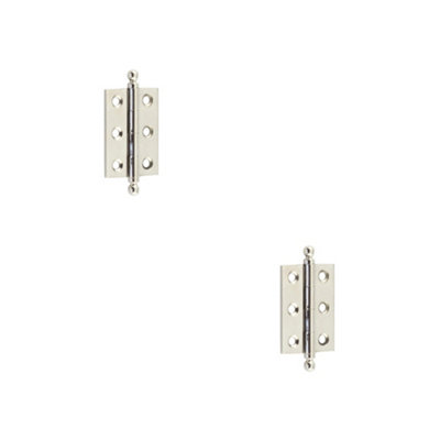 2 PACK Elegant Polished Nickel Finial Hinge 50x35mm for Cabinet Doors - Solid Brass - Door Hinges