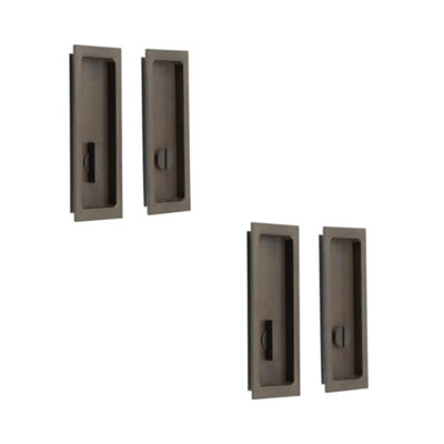 2 PACK Elegant Rectangular Turn & Release Lock in Dark Bronze Finish - Door Handle