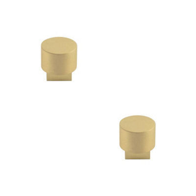 2 PACK Elegant Round Satin Brass Cupboard Knob for Modern Interiors - Kitchen Cabinet Knob