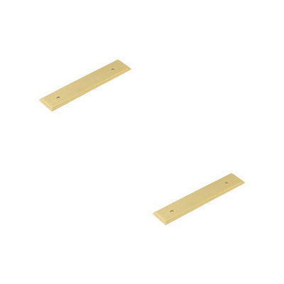 2 PACK Elegant Satin Brass Backplate for Cabinet Handle 140x30mm - Kitchen Drawer Pull Handle