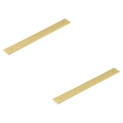 2 PACK Elegant Satin Brass Backplate for Cabinet Handle 268x30mm - Kitchen Drawer Pull Handle