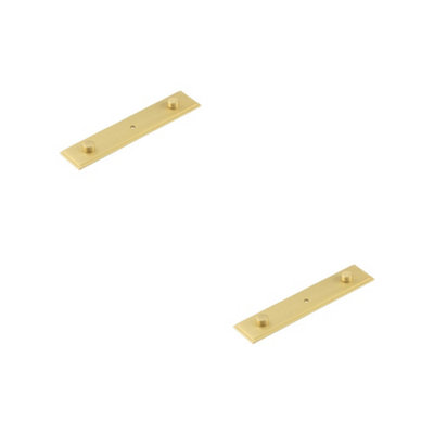 2 PACK Elegant Satin Brass Backplate for Cupboard Knob - 140x30mm - Kitchen Cabinet Knob