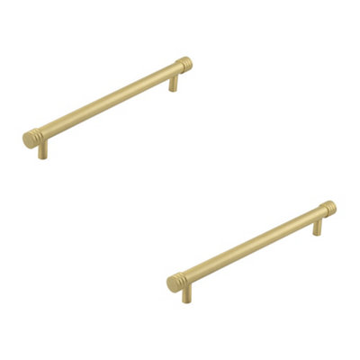2 PACK Elegant Satin Brass Cabinet Handle 224mm - Versatile and Stylish Design - Kitchen Drawer Pull Handle