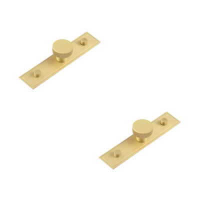 2 PACK Elegant Satin Brass Cupboard Knob with Stepped Backplate - 30mm Design - Kitchen Cabinet Knob