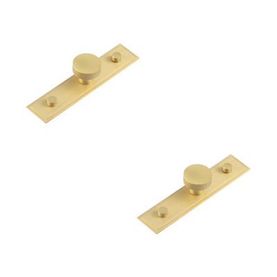 2 PACK Elegant Satin Brass Cupboard Knob with Stepped Backplate - 30mm - Kitchen Cabinet Knob
