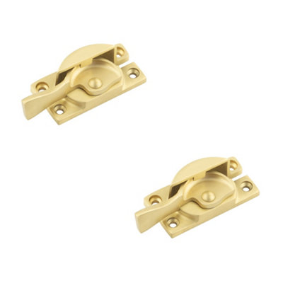 2 PACK Elegant Satin Brass Fasteners for Windows - Window Fastener