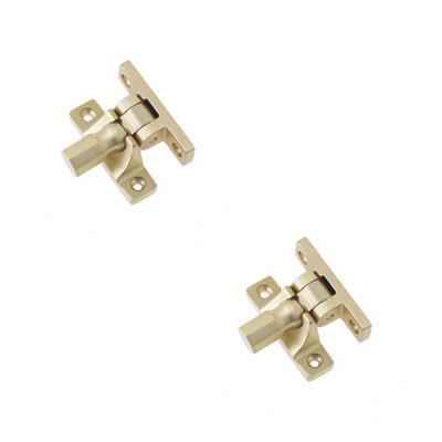 2 PACK Elegant Satin Brass Fasteners with Unique Pattern 2 Design - Window Fastener