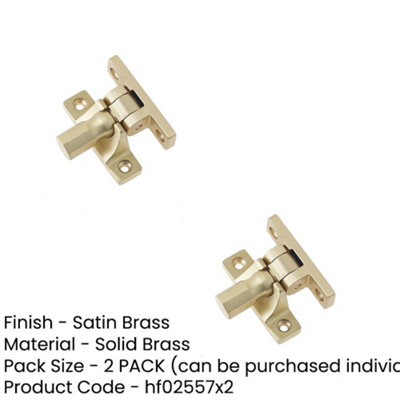 2 PACK Elegant Satin Brass Fasteners with Unique Pattern 2 Design - Window Fastener