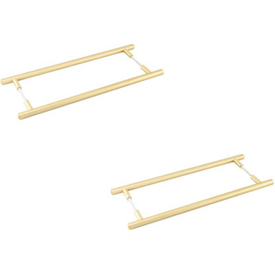 2 PACK Elegant Satin Brass Pull Handle 425mm - Back to Back Design for Modern Homes - Door Handle