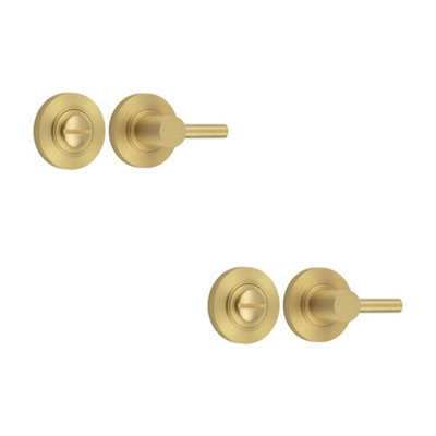 2 PACK Elegant Satin Brass Turn & Release Lock for Luxurious Interiors - Door Handle