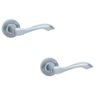 2 PACK Elegant Satin Chrome Door Handle for Traditional Interiors - Interior Handle