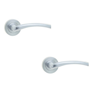 2 PACK Elegant Satin Chrome Door Handle on Rose for Stylish Interiors - Interior Handle