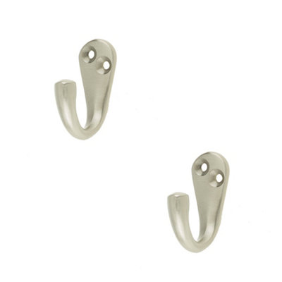 2 PACK Elegant Satin Chrome Single Robe Hook for Home Use - Wall Mounted Clothing Hook