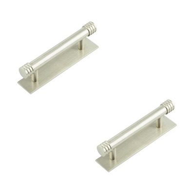 2 PACK Elegant Satin Nickel Cabinet Handle with 96mm Centers for Modern and Traditional Interiors - Kitchen Drawer Pull Handle
