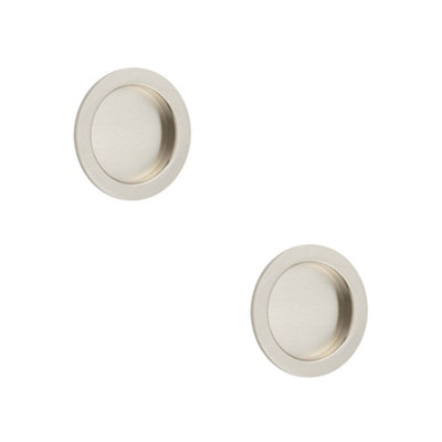 2 PACK Elegant Satin Nickel Circular Flush Pull for Doors - Door Handle