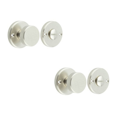 2 PACK Elegant Satin Nickel Knurled Turn & Release for Luxury Doors - Door Handle