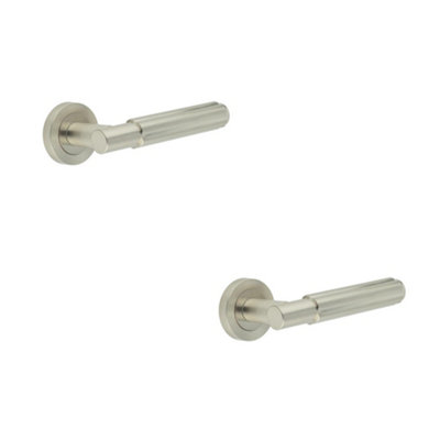 2 PACK Elegant Satin Nickel Lever on Rose Handle for Doors - Interior Handle