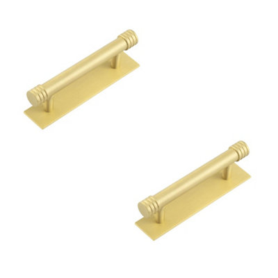 2 PACK Elegant Solid Brass Cabinet Handle with 96mm Centers for Stylish Interiors - Kitchen Drawer Pull Handle