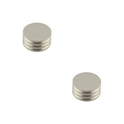 2 PACK Elegant Solid Brass Cupboard Knob in Satin Nickel Finish - 40mm Size - Kitchen Cabinet Knob