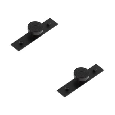 2 PACK Elegant Solid Brass Cupboard Knob with Plain Backplate in Black - Kitchen Cabinet Knob