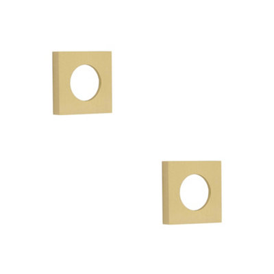 2 PACK Elegant Square Plain Outer Rose in Satin Brass Finish for Modern Doors - Door Handle