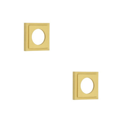 2 PACK Elegant Square Satin Brass Outer Rose for Doors - Door Handle