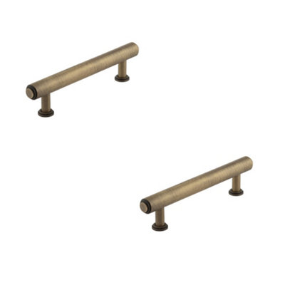 2 PACK Elegant Stepped Cabinet Handle 128mm in Antique Brass Finish - Kitchen Drawer Pull Handle