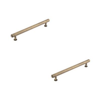 2 PACK Elegant Stepped Cabinet Handle in Antique Brass - 224mm Luxury Design - Kitchen Drawer Pull Handle