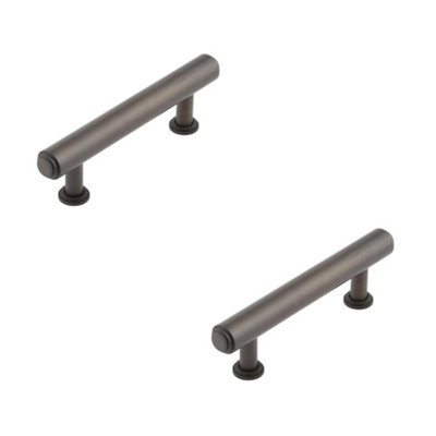 2 PACK Elegant Stepped Cabinet Handle in Dark Bronze - 96mm Solid Brass Design - Kitchen Drawer Pull Handle