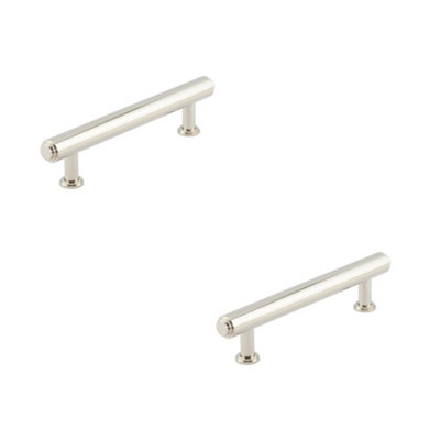 2 PACK Elegant Stepped Cabinet Handle in Polished Nickel - 128mm - Kitchen Drawer Pull Handle