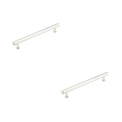 2 PACK Elegant Stepped Cabinet Handle in Polished Nickel - 224mm Luxury Design - Kitchen Drawer Pull Handle