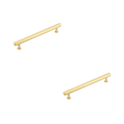 2 PACK Elegant Stepped Cabinet Handle in Satin Brass - 224mm Luxury Design - Kitchen Drawer Pull Handle