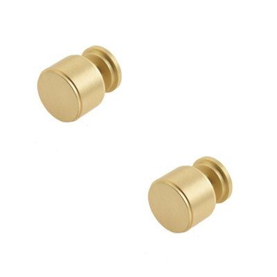 2 PACK Elegant Stepped Cupboard Knob in Satin Brass for Modern Interiors - Kitchen Cabinet Knob