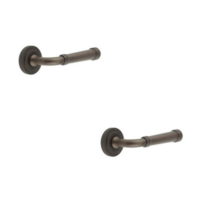2 PACK Elegant Stepped Rose Door Handle in Dark Bronze for Stylish Interiors - Solid Brass Interior Handle