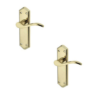 2 PACK Elegant Suite Door Handle on PVD Brass Latchplate for Modern Interiors - Interior Lever on Backplate