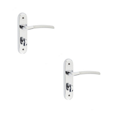 2 PACK Elegant Suite Door Handle with Polished and Satin Chrome Finish - Interior Lever on Backplate