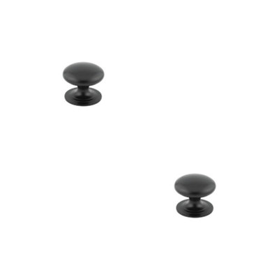 2 PACK Elegant Traditional Black Cupboard Knob - 50mm Diameter - Kitchen Cabinet Knob