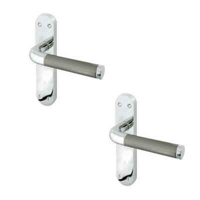 2 PACK Elegant Twin Suite Door Handle Set in Polished and Satin Chrome - Interior Lever on Backplate